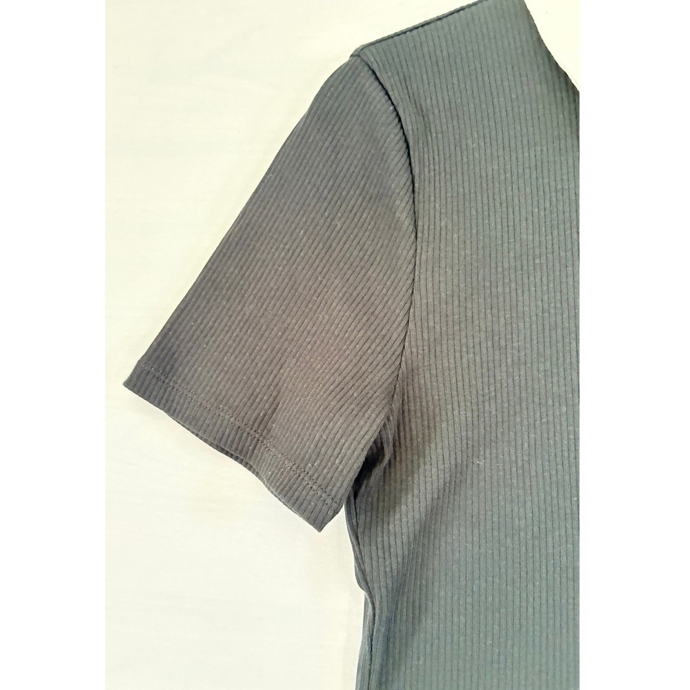 J.Crew Womens Ribbed Polo Shirt Black White Gold Crest Button Short Sleeve Med - Picture 10 of 10